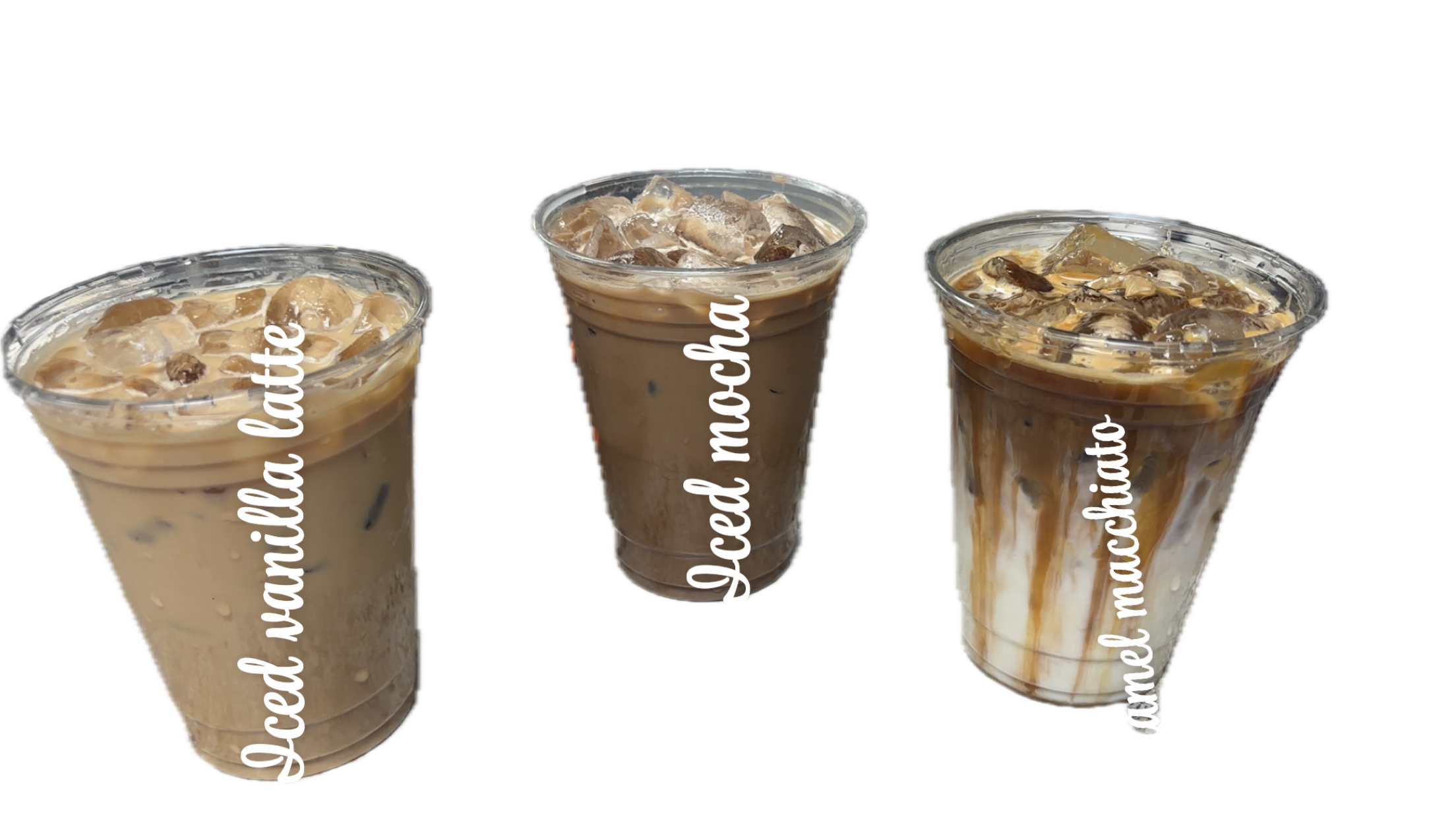 Three iced Lilybean espresso drinks